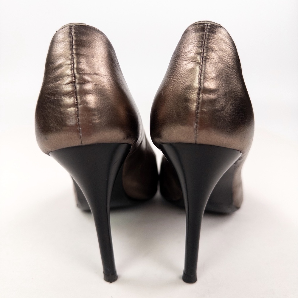 Barneys New York Audrey Dark Bronze Metallic Pointed Toe Pumps Made in Italy - Picture 3 of 8